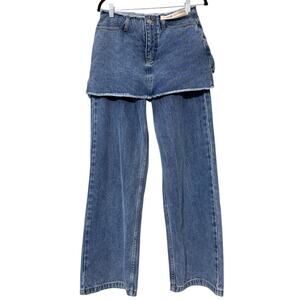 [NEW JEANS] X OIOI sz small layered skirt denim pants OI1C2MPL97BLA OFFICIAL MD
